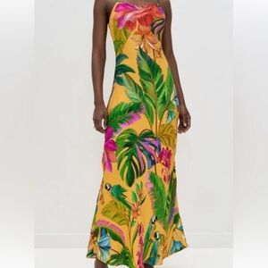 NWT • Farm Rio birds singing stunning yellow dress